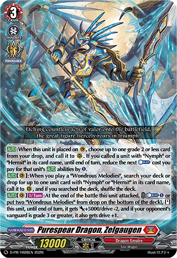 (EN-VG) (A GRADE) (NON HOLO SPEC) D-PR/1028EN Purespear Dragon, Zelgaugen